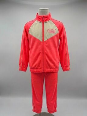 Puma Kids Size 6 Neon Coral Pink 2-Piece Track Suit Jogger Set